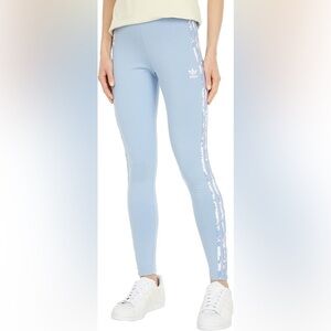 Adidas Women's Tight Fit Baby Blue Mid Rise Full Length Leggings XL Tights